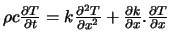 $ \rho c \frac{\partial T}{\partial t} = k \frac{\partial^2 T}{\partial x^2} + \frac{\partial k}{\partial x} . \frac{\partial T}{\partial x}$