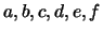 $a,b,c,d,e,f$